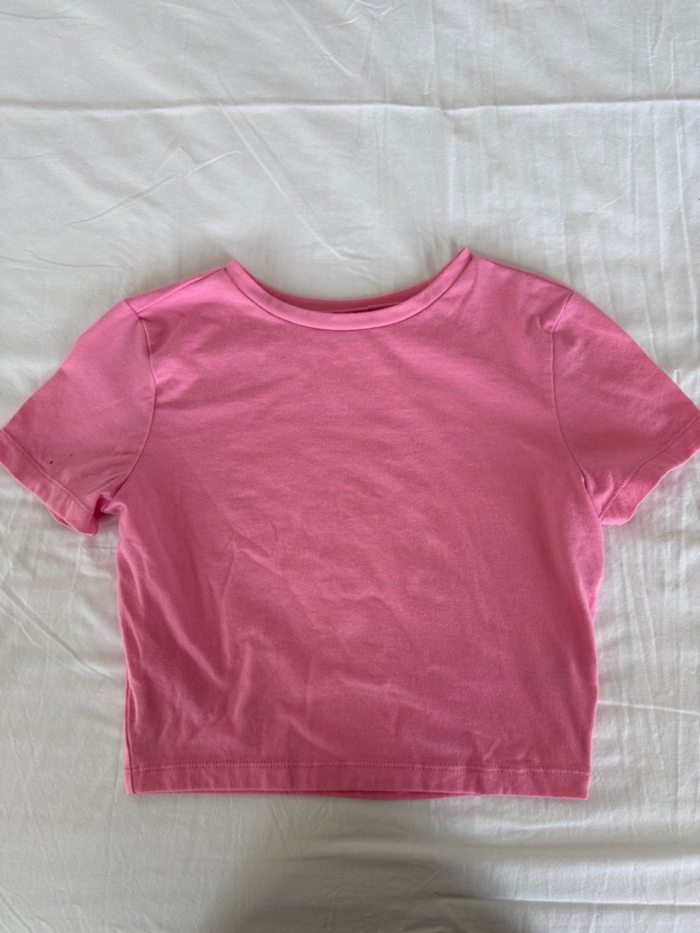 Cropped Pink Short-Sleeve Crewneck Tee